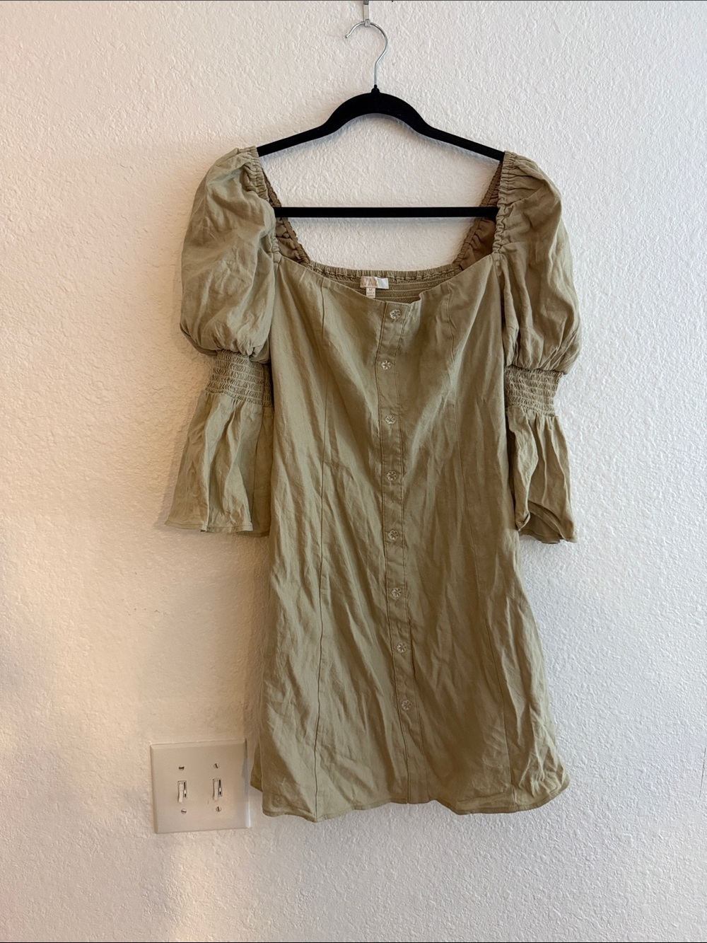 WAYF Linen Blend Mini Dress Sz Medium - Picture 4 of 5